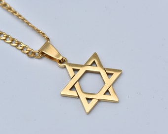 Gold Jewish Star Necklace-Star of David Necklace-Jewish Necklace-Jewish Star for Men-Judaica Jewelry-Bar Mitzvah Gift-Gift for Man