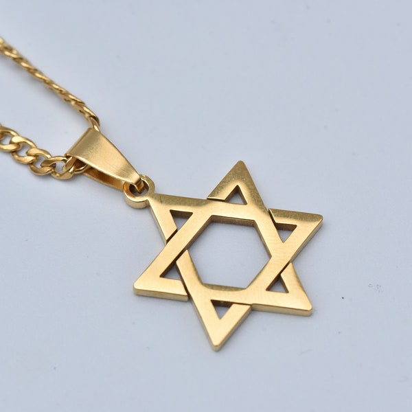 Gold Jewish Star Necklace-Star of David Necklace-Jewish Necklace-Jewish Star for Men-Judaica Jewelry-Bar Mitzvah Gift-Gift for Man