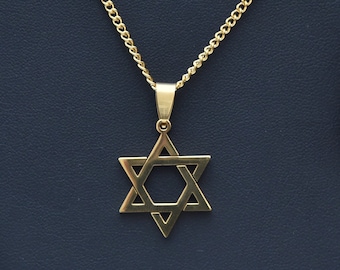 Jewish Star Necklace, Gold Jewish Star Necklace, Star of David, Judaica Jewelry, 24K GoldFilled Necklace-Gift for Dad-Bar Mitzvah Gift