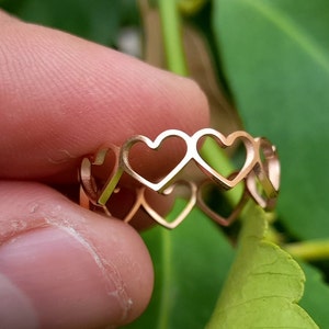 Hearts ring, love ring, rose gold ring, hearts jewelry, Valentine's day ring, open ring, gift for her, Valentine's day gift