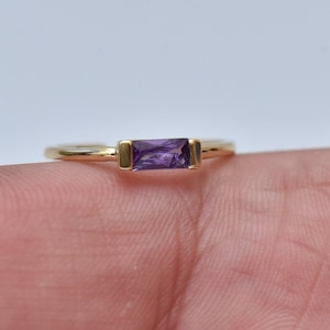 Dainty Gold Ring-Purple Gemstone Ring-Skinny Gold Ring-Purple Gemstone Jewelry-Minimalist Jewelry-Purple Amethyst Ring-Gift For Her