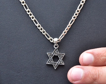 Jewish star necklace, Star of David necklace, necklace for men, Judaica jewelry, Jewish star for men, 925 silver, gift for dad, gift for man