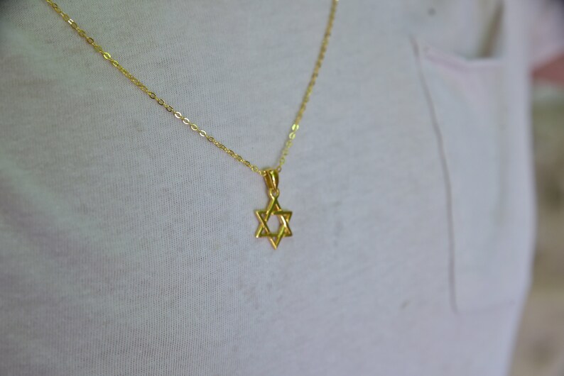 Gold Jewish Star Necklace - Handmade Star of David Pendant - Israeli Judaica Jewelry - Bar Mitzvah Gift image 3