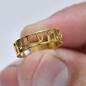 Shema Israel Gold Ring, Popular Hebrew Ring, Gold Bible Ring, 3 D Hebrew Letter Ring, Popular Shema Ring, 21K Goldfield, Birthday Gift