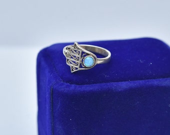 Hamsa Ring, Hand Ring, Anti-Evil Eye, Opal Ring, 925 Sterling Silver, Mother's Gift, Girl's Gift, Delicate Jewel, Charm Ring
