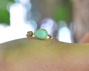 Open Turquoise Ring: Goldfield Gemstone Ring, Delicate Handmade Jewelry