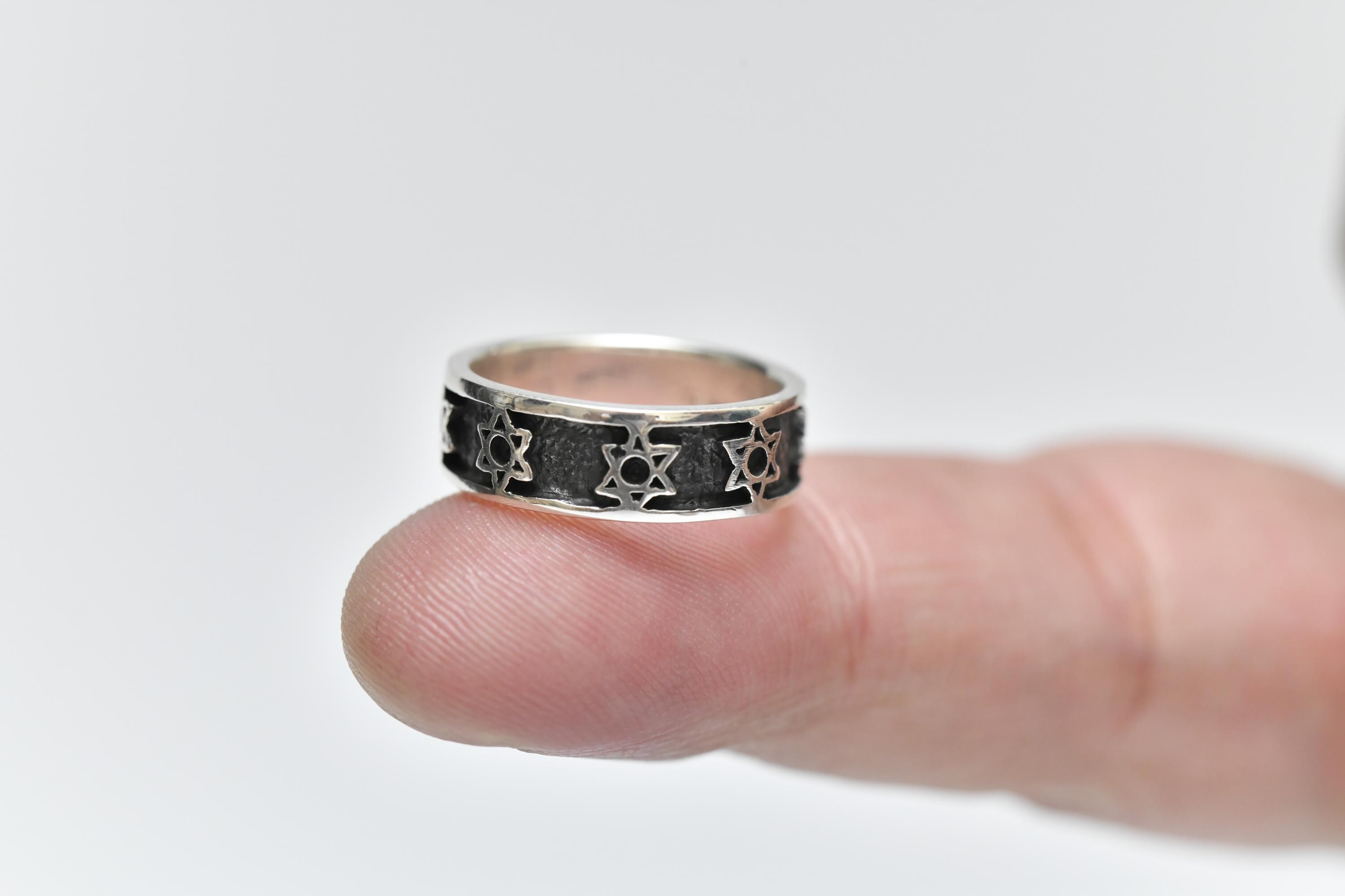 ボヘミアン風スターリングシルバーのダビデの星リング - ユダヤ教