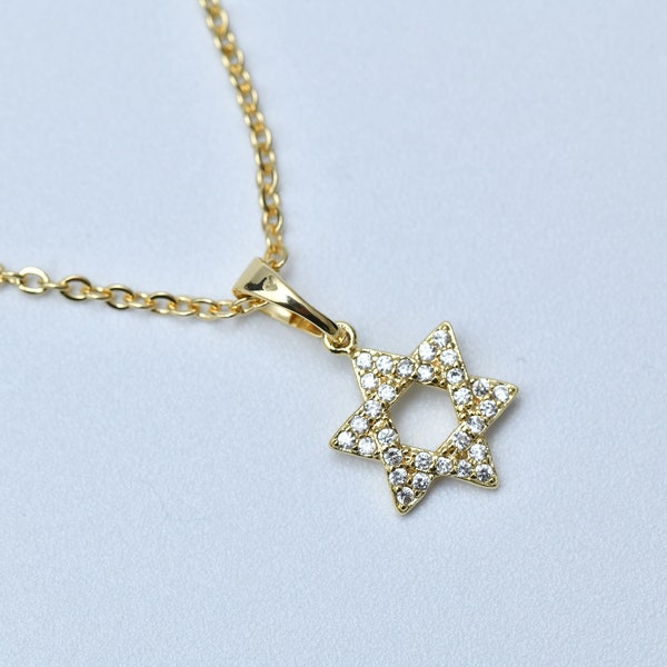 Tiny Gold Jewish Star Necklace,Delicate Diamond Star of David Necklace,Gold Judaica Jewelry,Small Jewish Star,Spiritual Gold Necklace,Gift