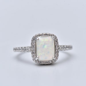 White Opal Ring-Diamond Silver Ring-925 Sterling Silver Ring-Engagement Ring-Dainty Opal Ring-Ring For Woman-Dainty Silver Ring-Gift For Her