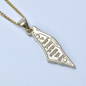 Gold Israel Karte Halskette-Gold Israel Halskette-Beliebte jüdische Halskette-Judaica Schmuck-Israel Karte Halskette hebräischen Segen-jüdisches Geschenk
