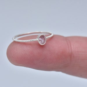 Zierlicher Silber Ring-Rosa Diamant Ring-Zier Minimalist Ring-925 Silber-Rosa Edelstein Ring-Filigraner Ring-Verlobungsring-Valentinstag Geschenk