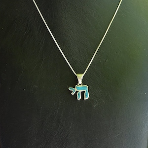 Chai Necklace - Solid 925 Sterling Silver Symbol of Judaism Charm Pendant Eilat stone pendant, gift, gift for loved ones - Free Shipping