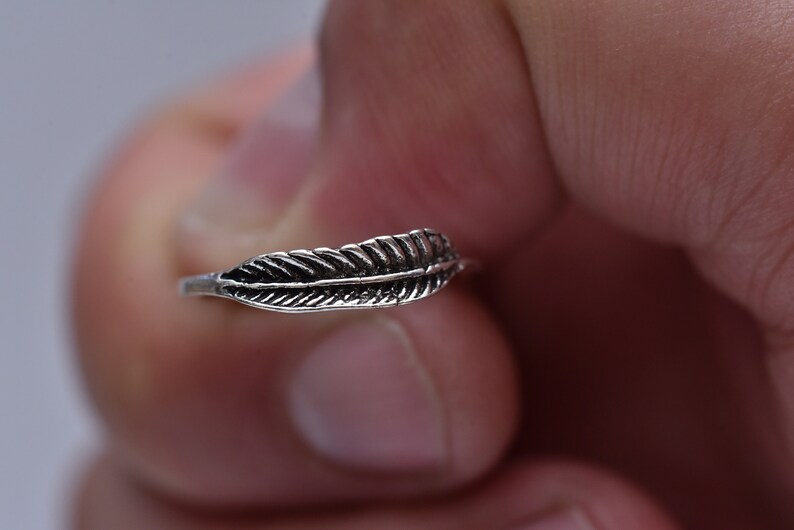 Feather Ring-Silver Feather Ring-Popular Bird Jewelry-Simple Silver Ring-Vintage Feather Ring-Women Jewelry-Men Jewelry-Gift for MAN&WOMEN image 3