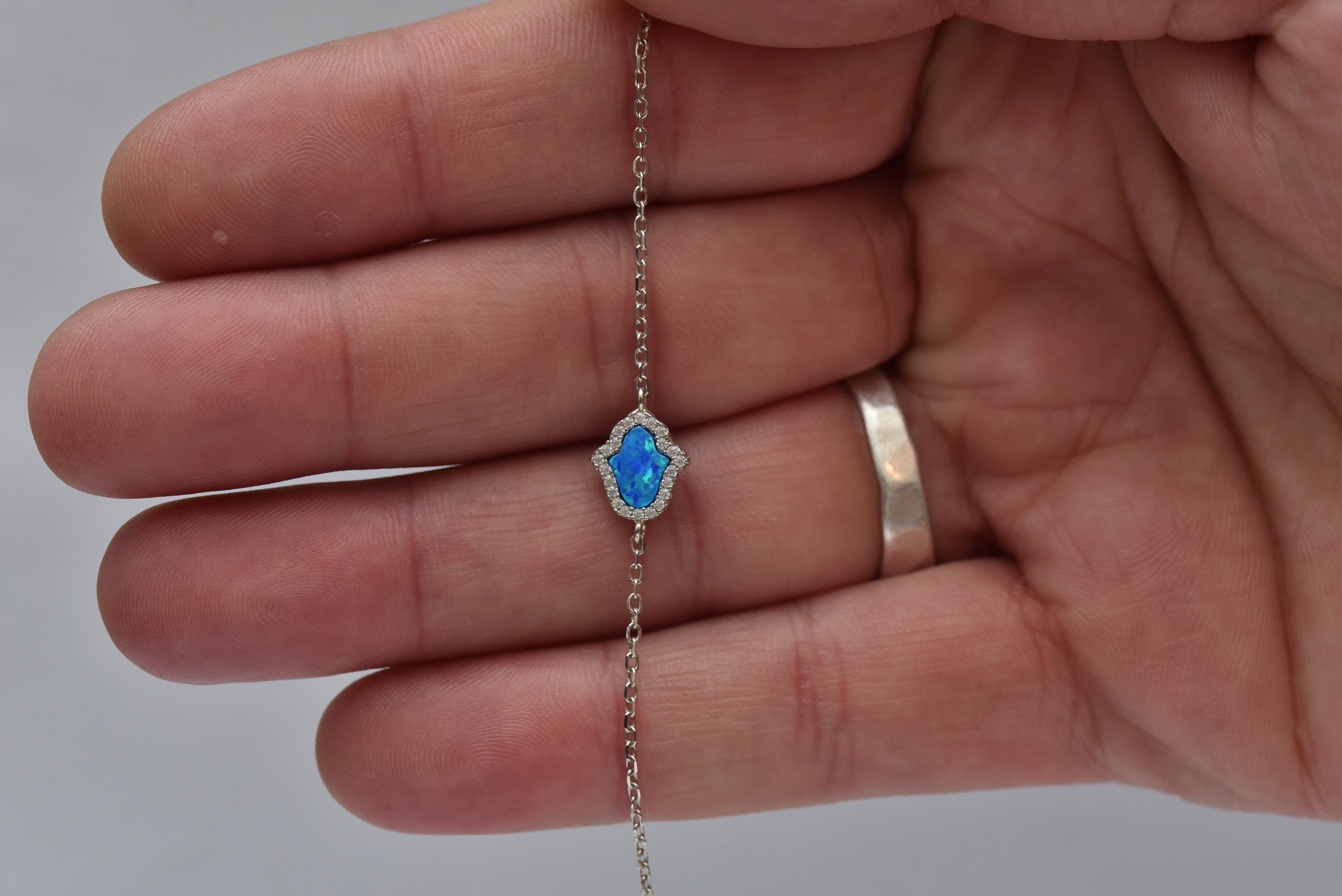 Blue Hamsa Bracelet. main image 1