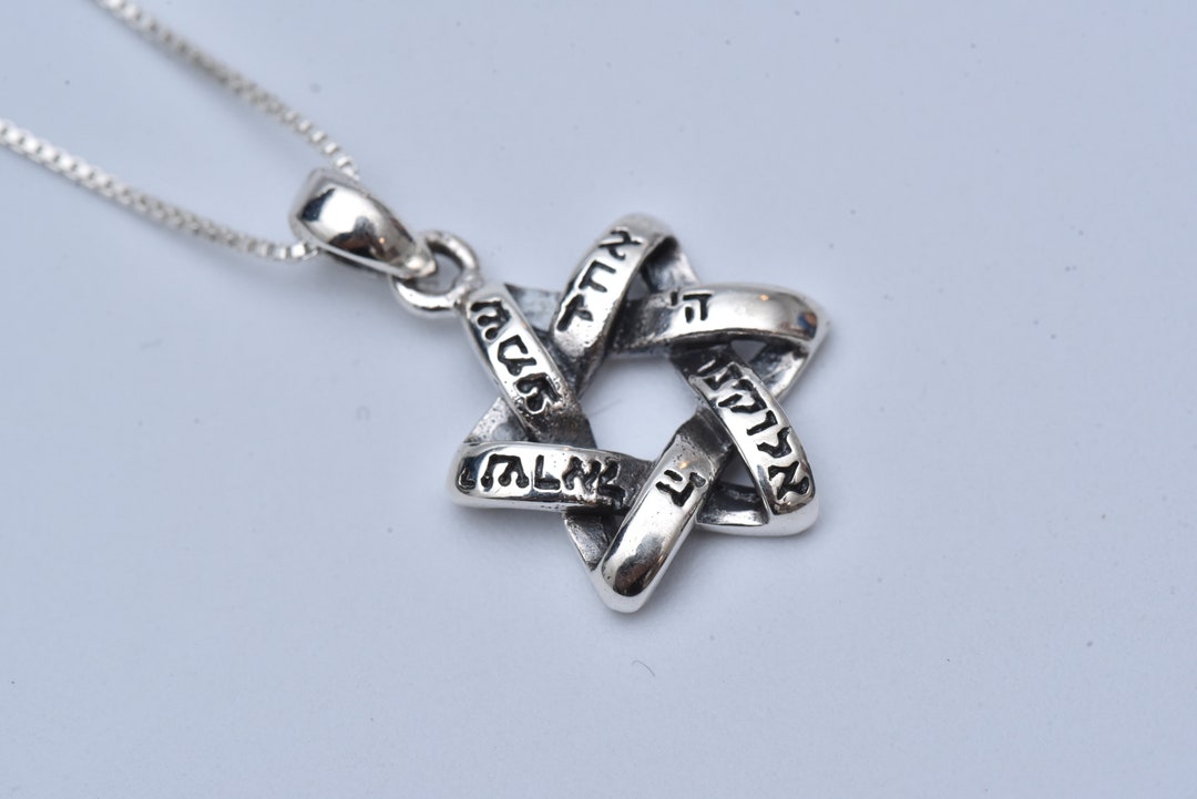Collier Pendentif Shema Israël, étoile De David, Acier Inoxydable - Neuf Avec étiquettes