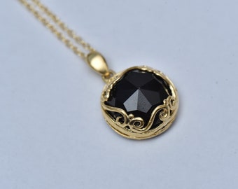 Black Onyx Necklace, Black Diamond Necklace, Black Gemstone Pendant, Black Diamond, Black Onyx Jewelry, Gift for Woman, Gift for Mom