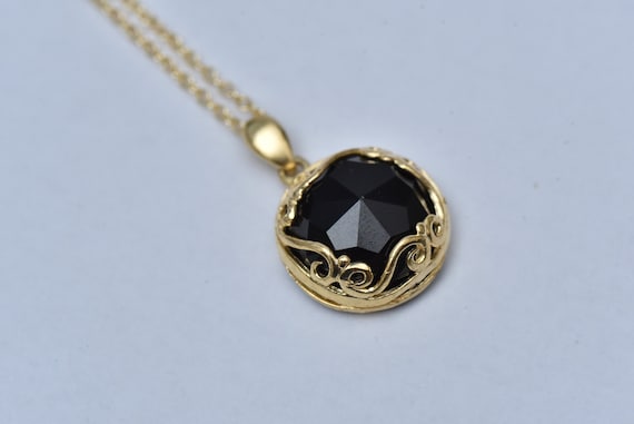 Black Onyx Necklace Black Diamond 
