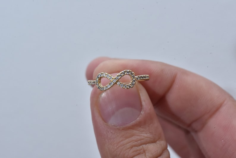 simple diamond ring infinite jewelry diamond gold ring Infinity ring gift for her gold filled ring meaningful love ring