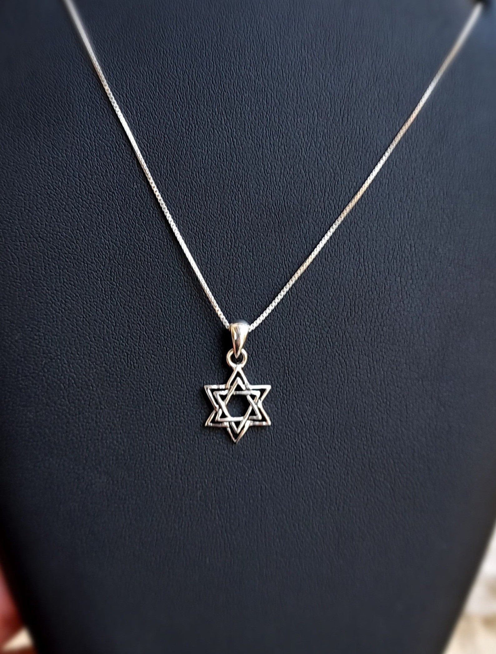 Colgante Judio Collar Shema Israel - Estrella De David Con Oración Judía, Acero Inoxidable Jewish Star