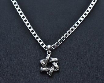 Jewish star necklace, Hebrew prayer necklace, Israel Shema necklace, Star of David,prayer pendant, 4 mm 925 silver necklace, Jewish gift