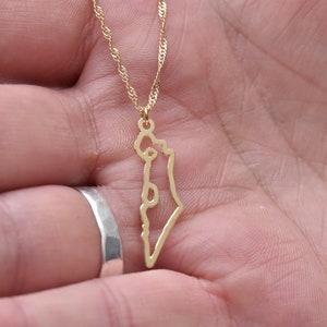 Gold Israel Map Necklace: Handmade Israeli Pendant, Simple Minimalist Style, Israel Jewelry, Jewish Gift