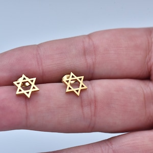 Jewish Star Earrings-Star of David Earrings Gold-Minilistic Jewish Star-Dainty Earrings Gold-Stud Earrings-Judaica Jewelry-Gift for Her