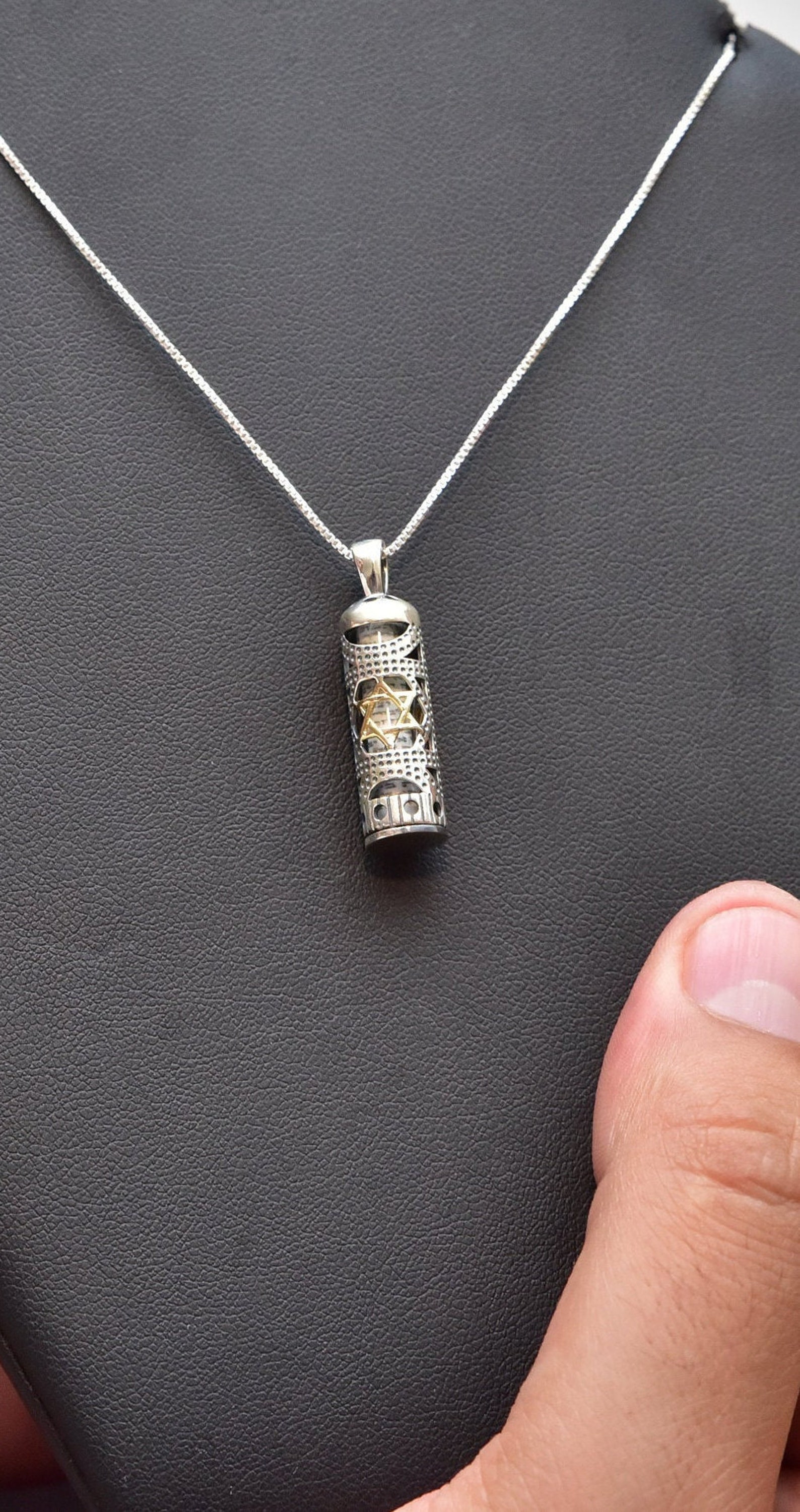 Mezuzah Necklace Gold Jewish Star Necklace Prayer gift for - Etsy