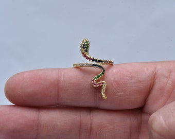 Snake ring, gold snake ring, multi-colored snake ring, animal ring, colorful ring, gold-filled ring, snake jewelry, gift for her