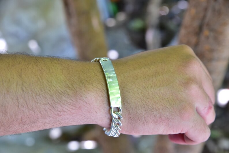 mens bracelet silver with name