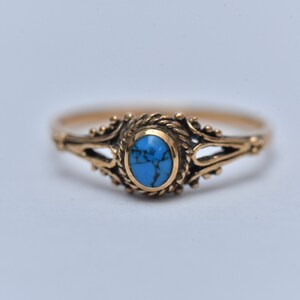 Handmade Natural Turquoise Ring: Vintage Style Gemstone Jewelry