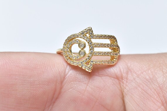 Gold Hamsa Ring diamond Hand Ring evil Eye Gold Ring 21k Goldfilled Ring women Ring hand of Fatima Jewelry spiritual Ring gift for Woman Etsy Canada