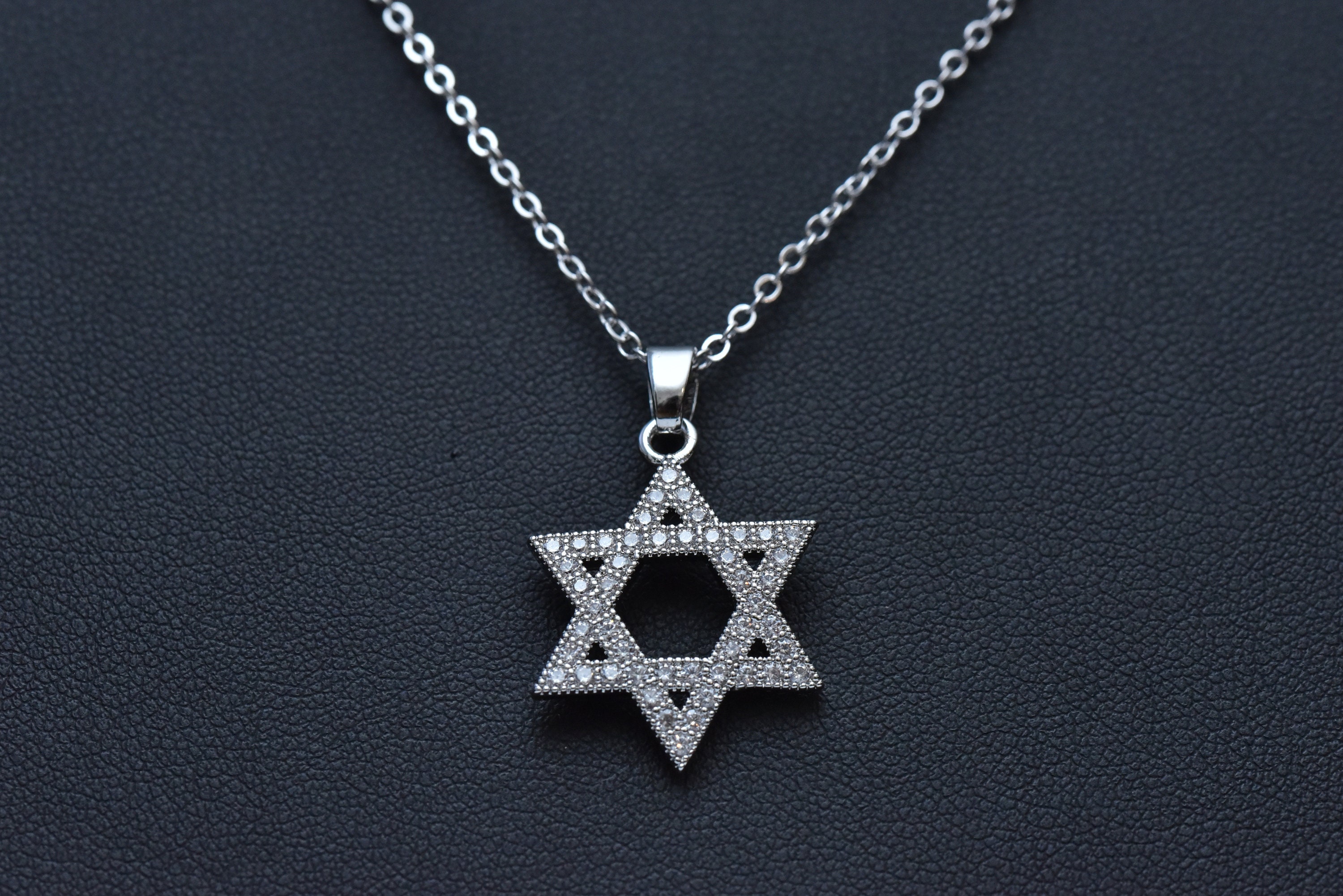 Jewish Star Necklace-star of David Transparent Diamond-jewish - Etsy