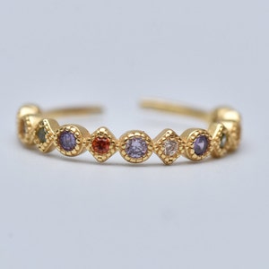 Multicolor Ring-Multi-Stone Ring-Adjustable ring-Minimalist Gold Ring-Skinny Gold Ring-CZ Ring-Colored Ring-21K GoldFilled Ring-Gift for Her