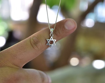 Jewish star necklace, small Jewish star pendant, Star of David, 925 silver necklace, Jewish star jewelry, Jewish gift, spiritual gift,