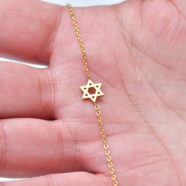 Tiny Gold Jewish Star Bracelet,Dainty Jewish Star Bracelet,Delicate Jewish Bracelet,Star of David Bracelet,21K Gold Filled,Jewish Gift