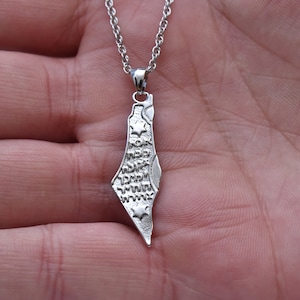 Eretz Israel Halskette-Karte von Israel Schmuck-Hebräisch Gebet Halskette-Gruß Halskette-Judaica Schmuck-Eretz Israel Schmuck-Spirituelles Geschenk