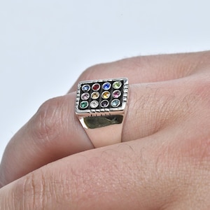 Sterling Silver 12 Tribes of Israel Ring: High Priest Biblical Jewelry
