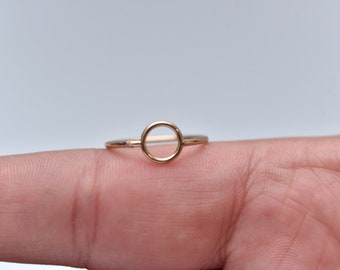 Round Gold Ring-Minimalist Gold Ring-0 Ring-Simple Gold Ring-Simple Round Ring-Rose Gold Ring-Gift for Woman-Gift for Her