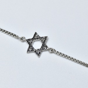 Black Jewish Star Bracelet-Popular Star of David Bracelet-Black Diamond Bracelet-Onyx Bracelet-Jewish Bracelet-Judaica Jewelry-Birthday Gift