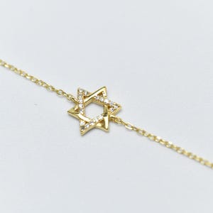 Minimalistiskt guldarmband med judiska stjärnor, fint David-armband för kvinnor, populära judiska smycken, liten diamantstjärna, födelsedagspresent