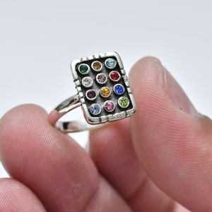 12 Tribes of Israel Ring: 925 Sterling Silver Gemstone Jewish Ring Spiritual Gift