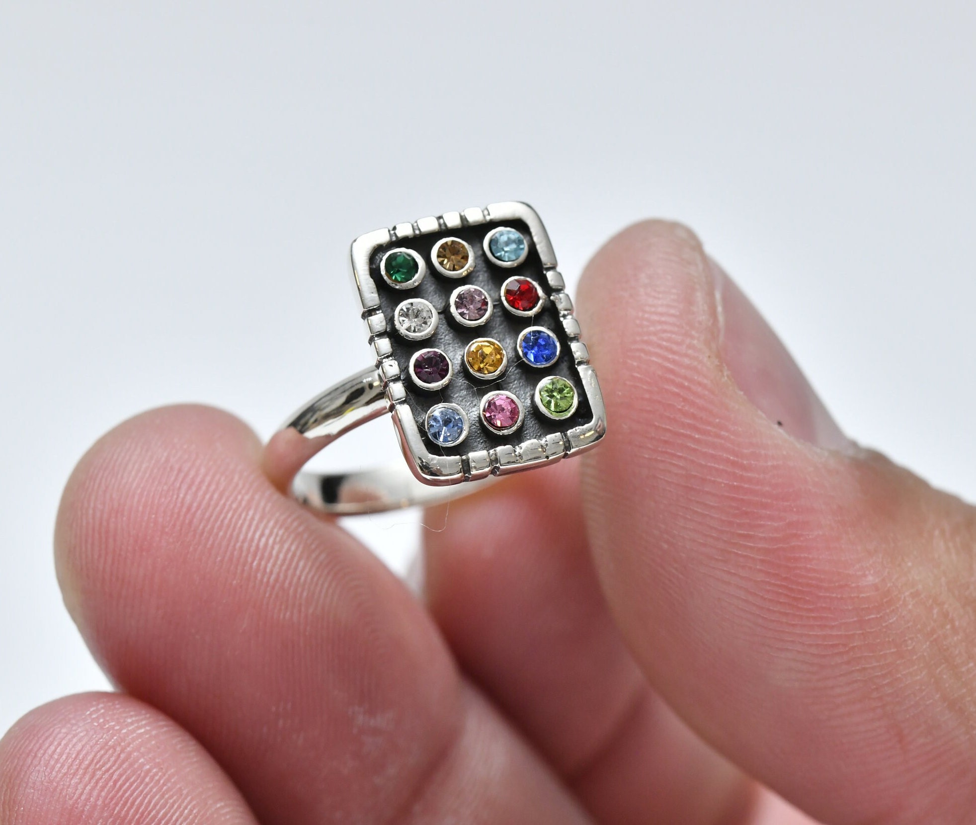 12 Tribes of Israel Ring: 925 Sterling Silver Gemstone Jewish Ring ...