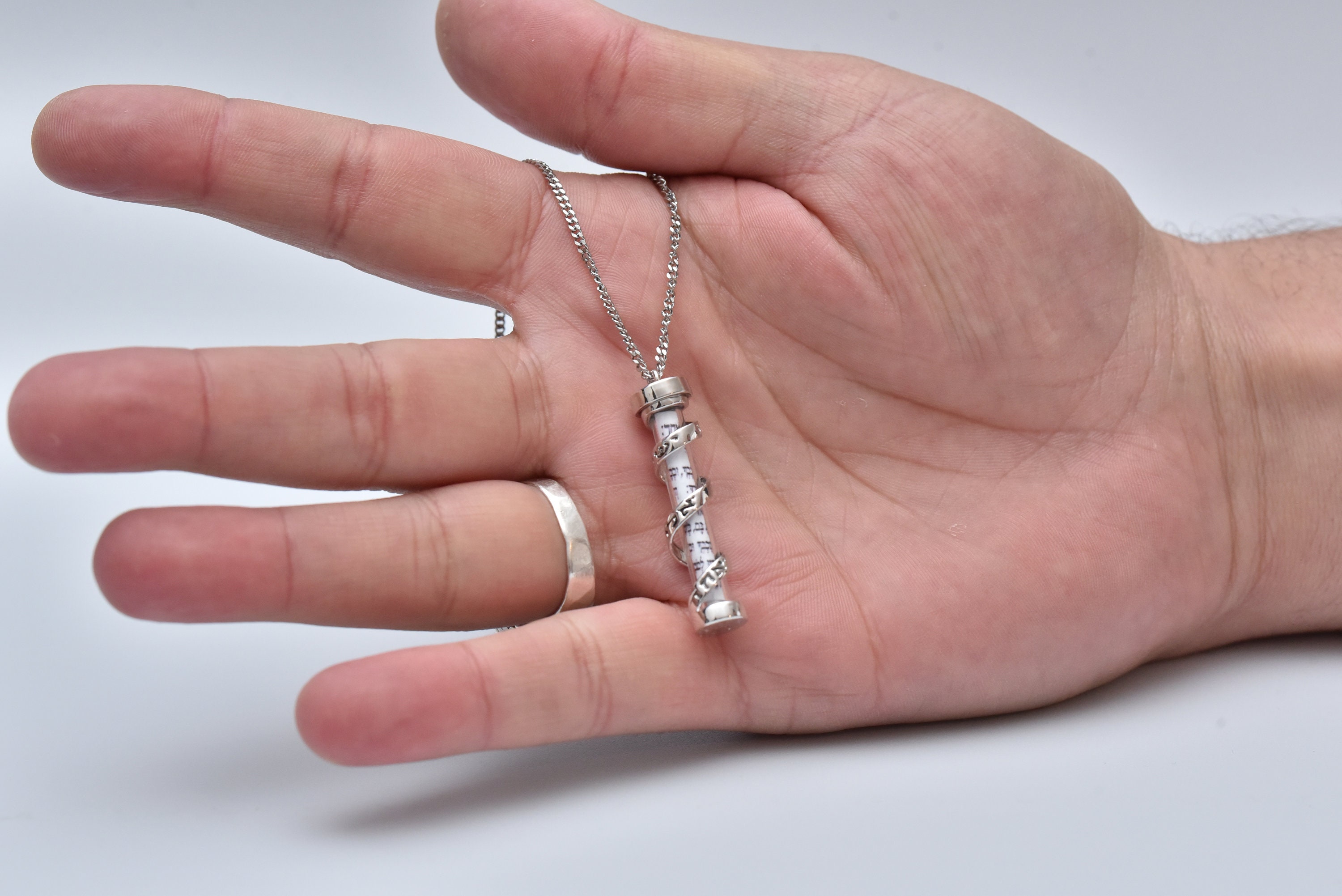 Mezuzah Necklaceshema Israel Necklacebiblical Parchment Etsy