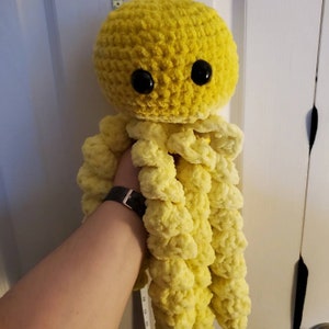 Sunshine yellow bright large chunky soft squishy crochet octopus (262)