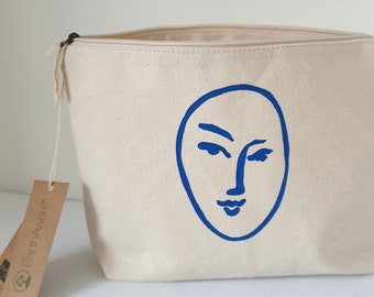 Organic Canvas Accessories Pouch. Makeup bag / pencil case / cosmetics bag / craft pouch. Matisse Picasso design