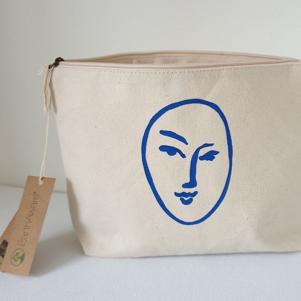 Organic Canvas Accessories Pouch. Makeup bag / pencil case / cosmetics bag / craft pouch. Matisse Picasso design