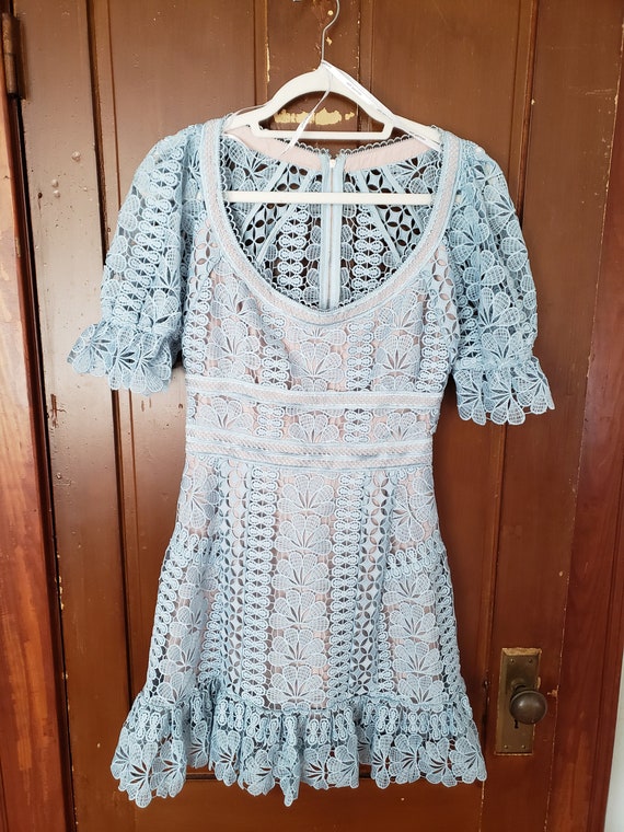 Sky Blue Crochet 70's Style Dress