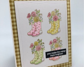 Greeting Card-- "You Make Rainy Days Brighter"