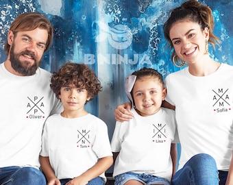 Family shirts, family shirts personalized, family gifts, family vacation shirts, custom mama papa shirts, minimalistic family outfits