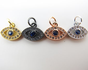 CZ Micro Pave Greek Eye  Pendant, 1/2/5/10 pcs DIY Eye Pendant, Evil Eye Pendant. Charms & Pendant Accessories, For Making Pendant.